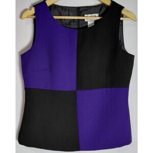 Mary McFadden COLLECTION Mary McFadden Colorblock Sleeveless Top Black Size 12